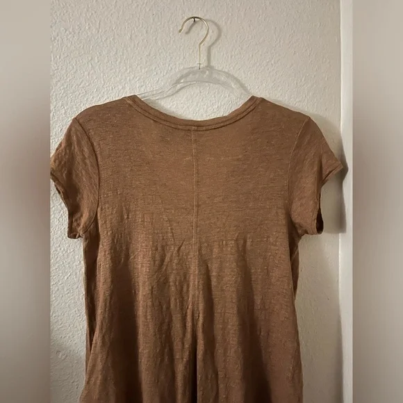 Tahari Tan V-Neck Linen T-Shirt size Small - Picture 7 of 8